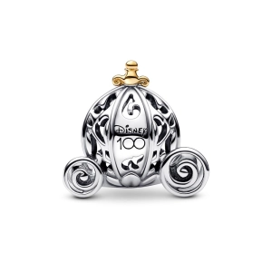 Prívesok, šterlingové striebro, unikátna zmes kovov pozlátená 14k zlatom. Prívesok Popoluškin začarovaný koč zo série k 100. výročiu Disneyho